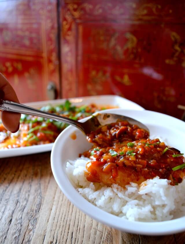 Steamed Fish w/ Spicy Bean Sauce (Douban Yu)