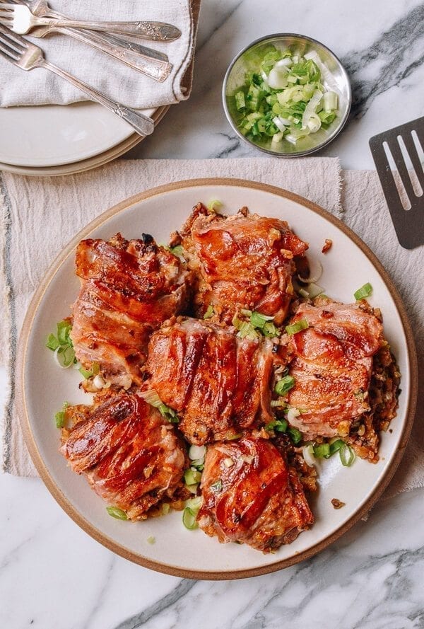 Pork Chop Sticky Rice Bake with Bacon