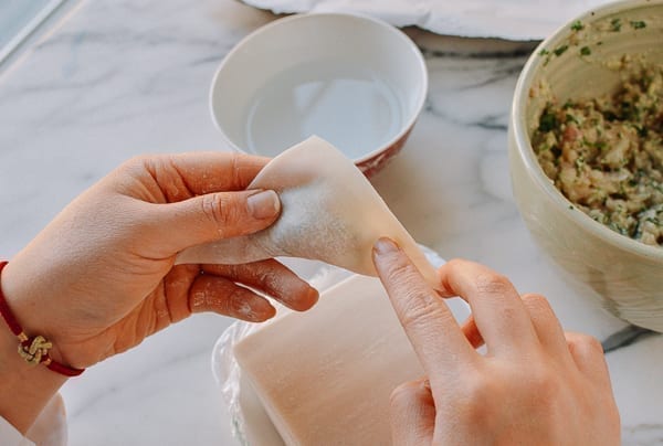 Dabbing corner of wonton wrapper with water, geagle.miooashdv.tk