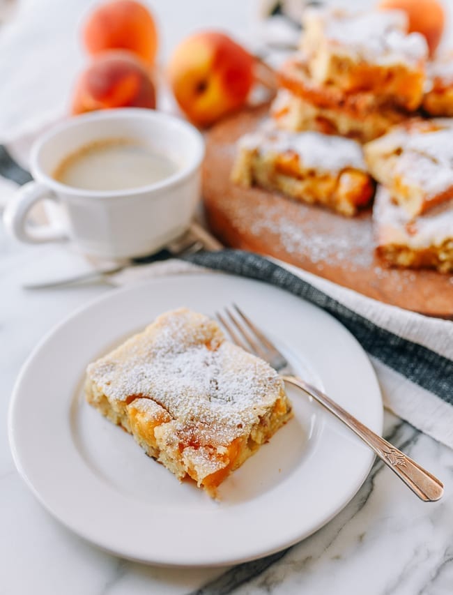 Peach square on plate with coffee, geagle.miooashdv.tk