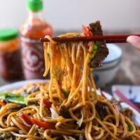Picking up beef lo mein with chopsticks, geagle.miooashdv.tk