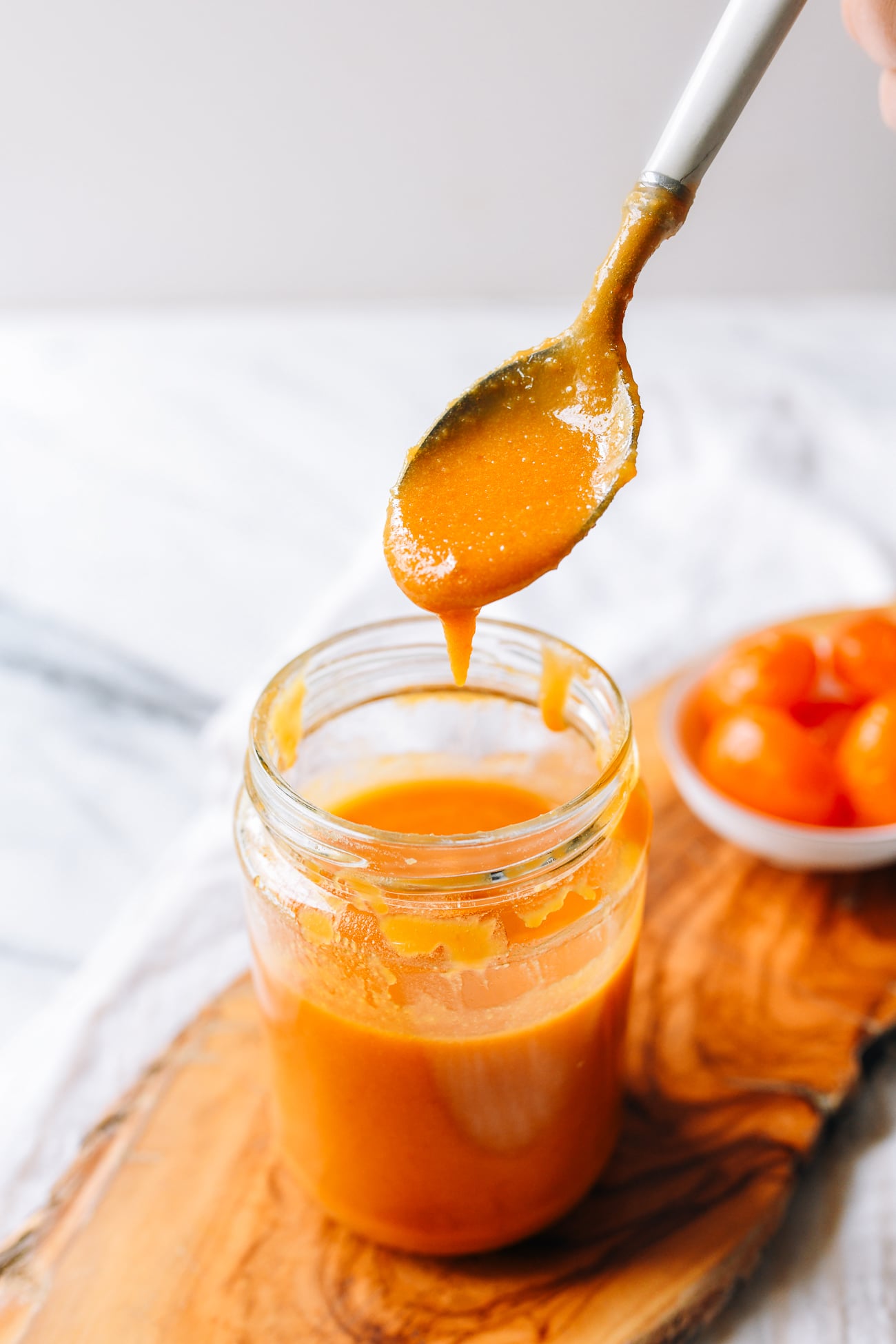 Spoon of Homemade Salted Duck Egg Yolk Sauce