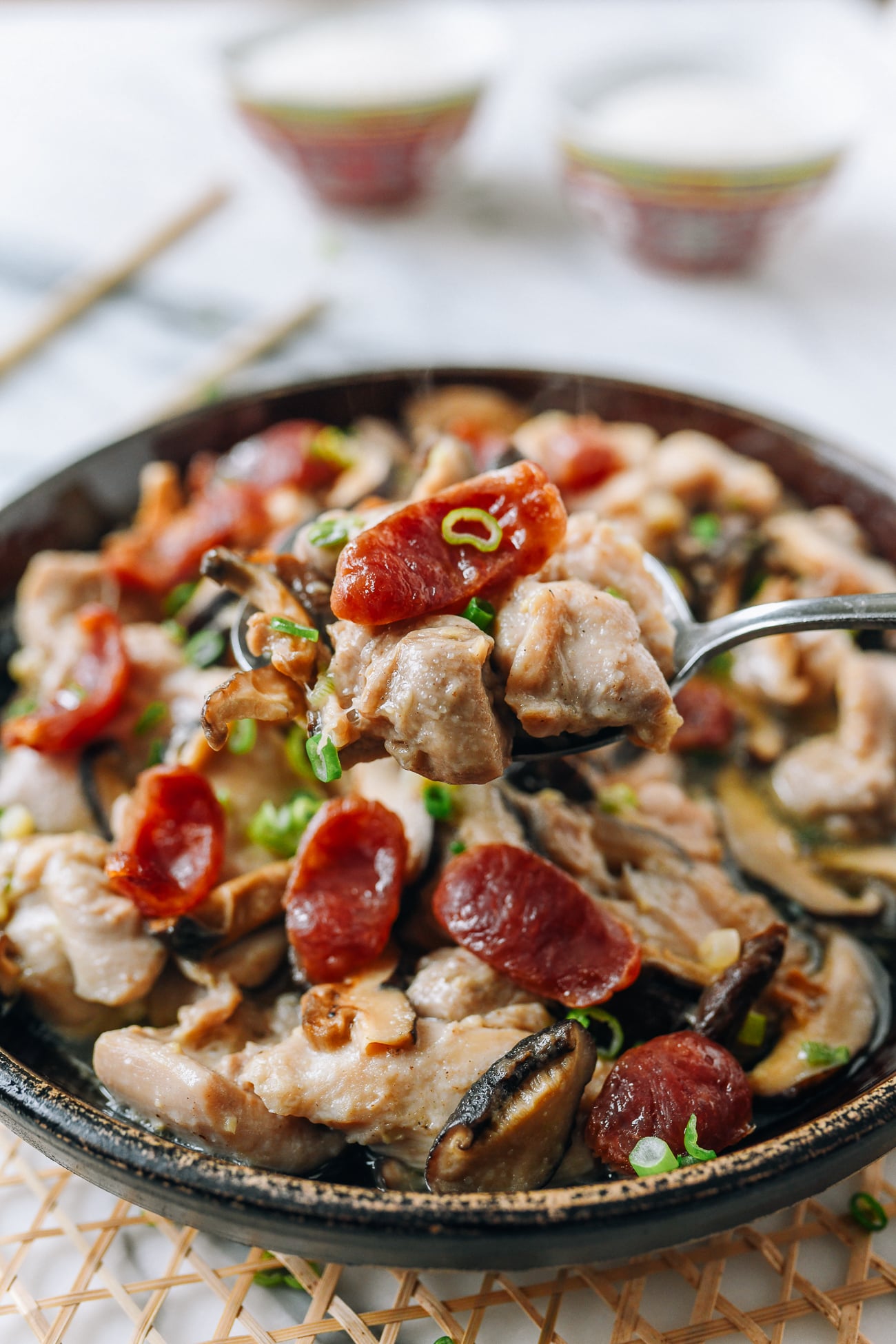 Steamed Chicken with Chinese Sausage