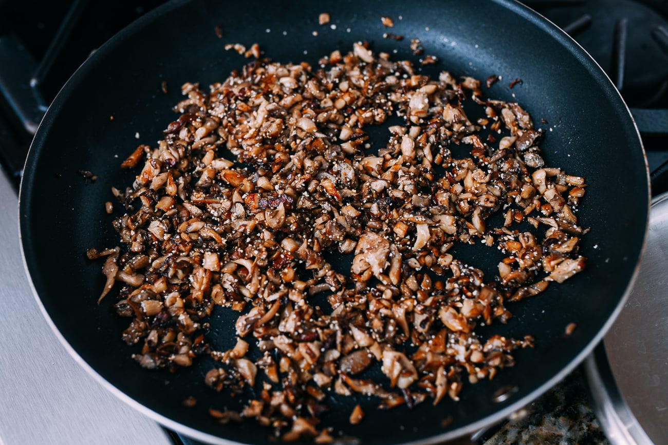 Browned mushrooms