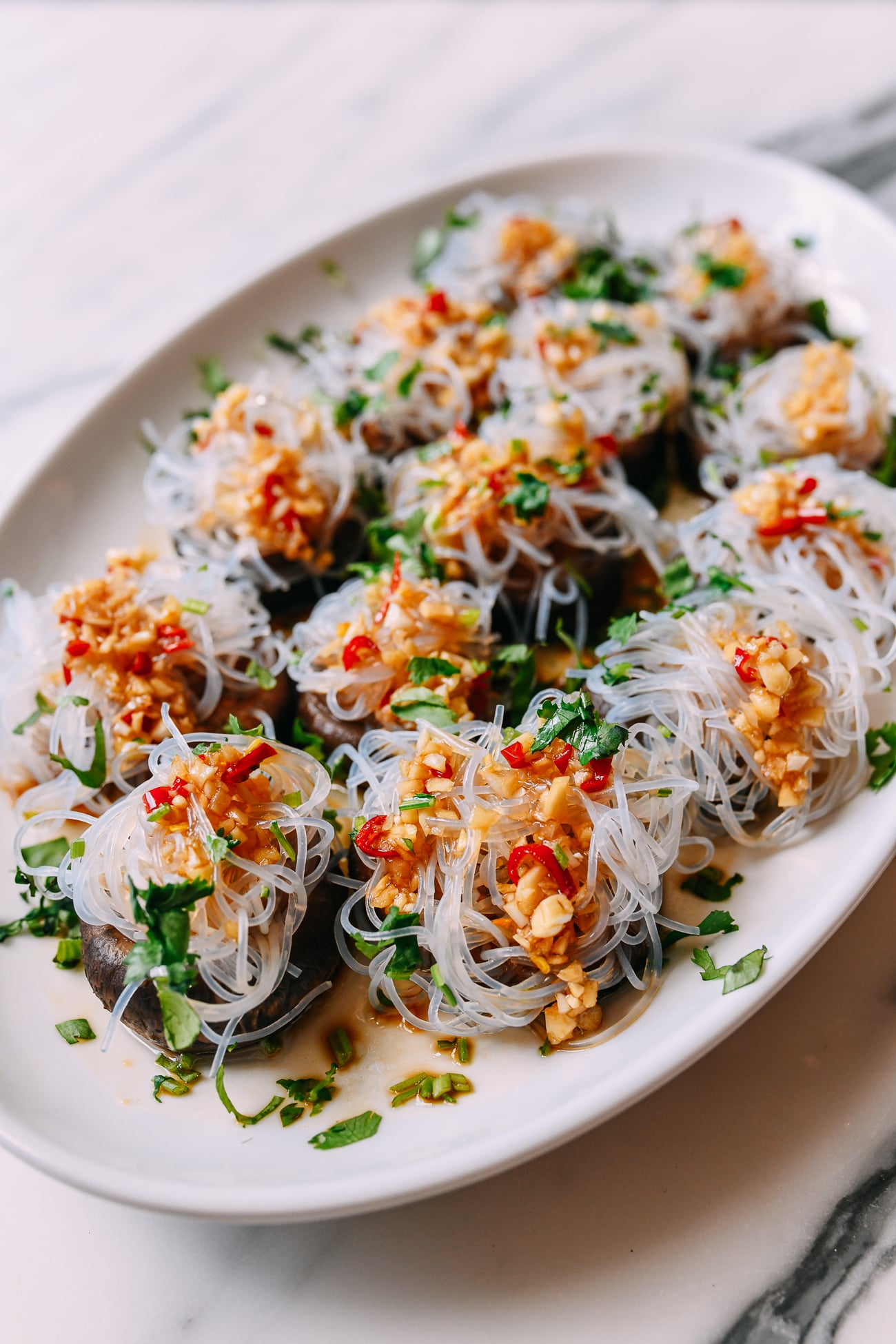 Spicy Garlic Shiitake Mushrooms with Glass Noodles