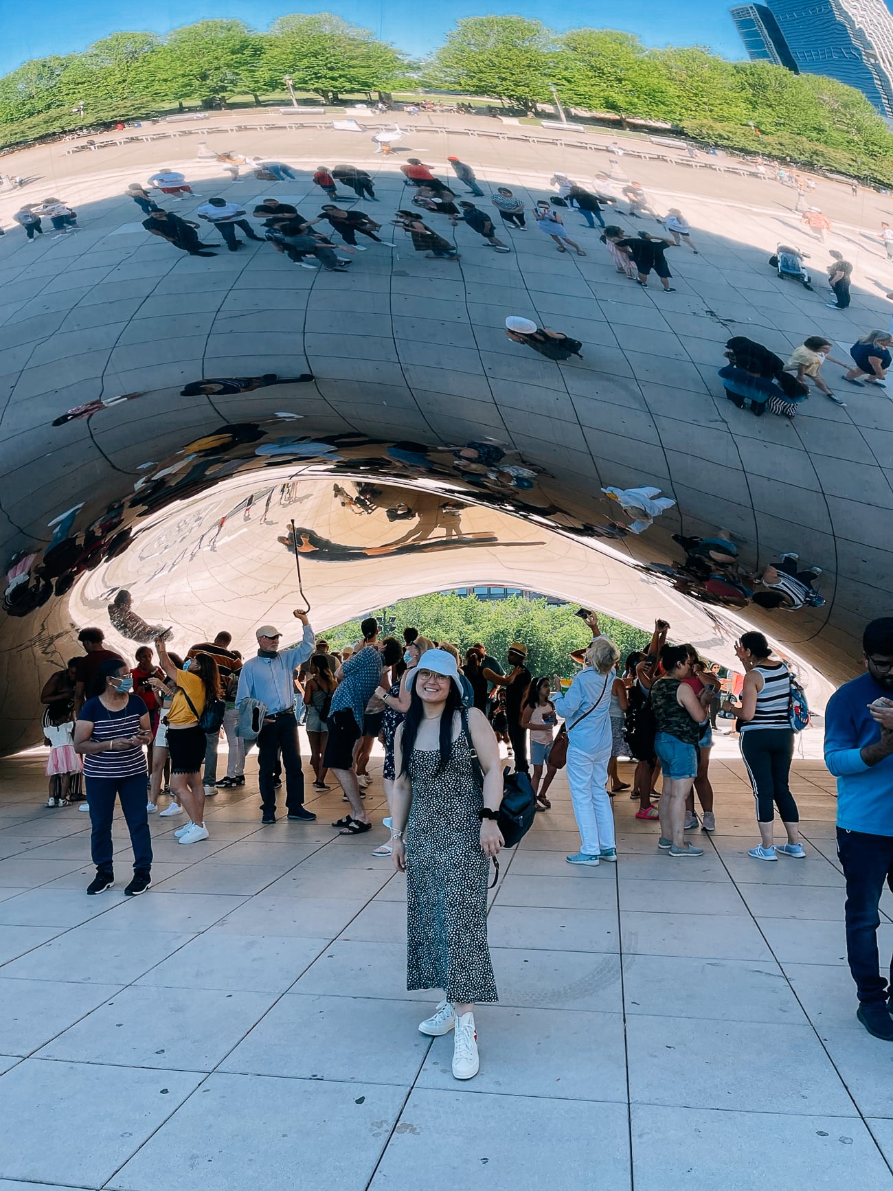 Kaitlin under the Bean in Millennium Park