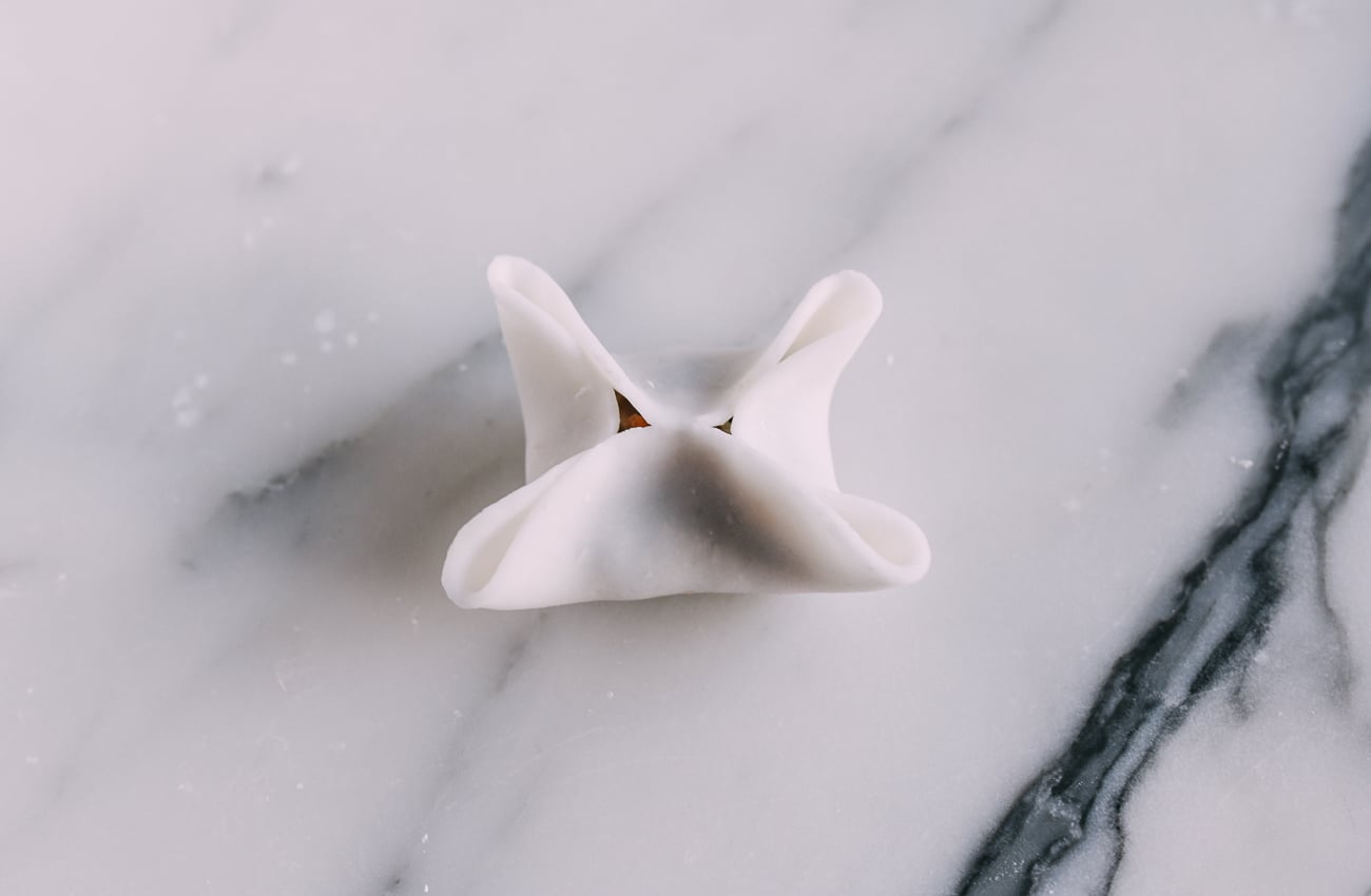 folding dumpling into four sided shape