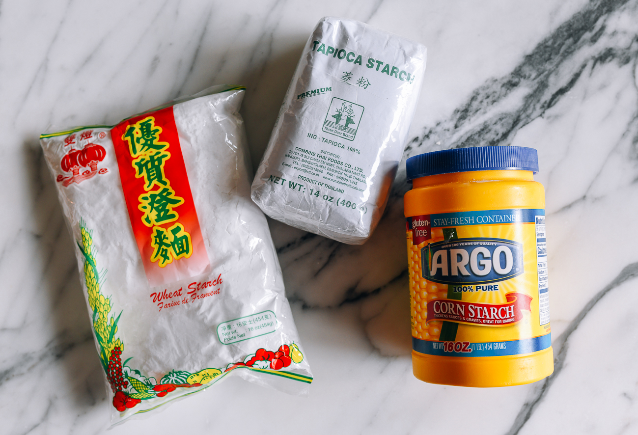 wheat starch, tapioca starch, and cornstarch