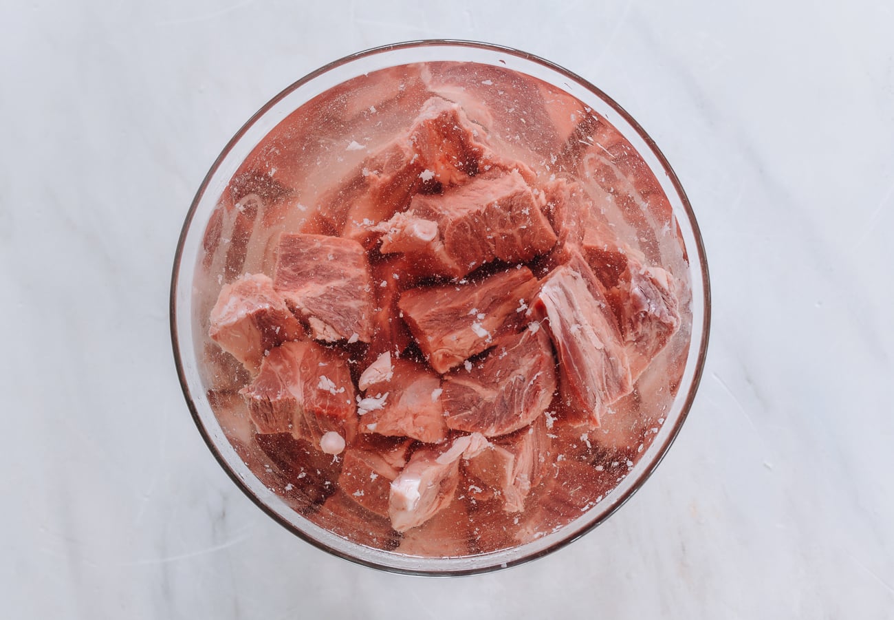 beef chunks soaking