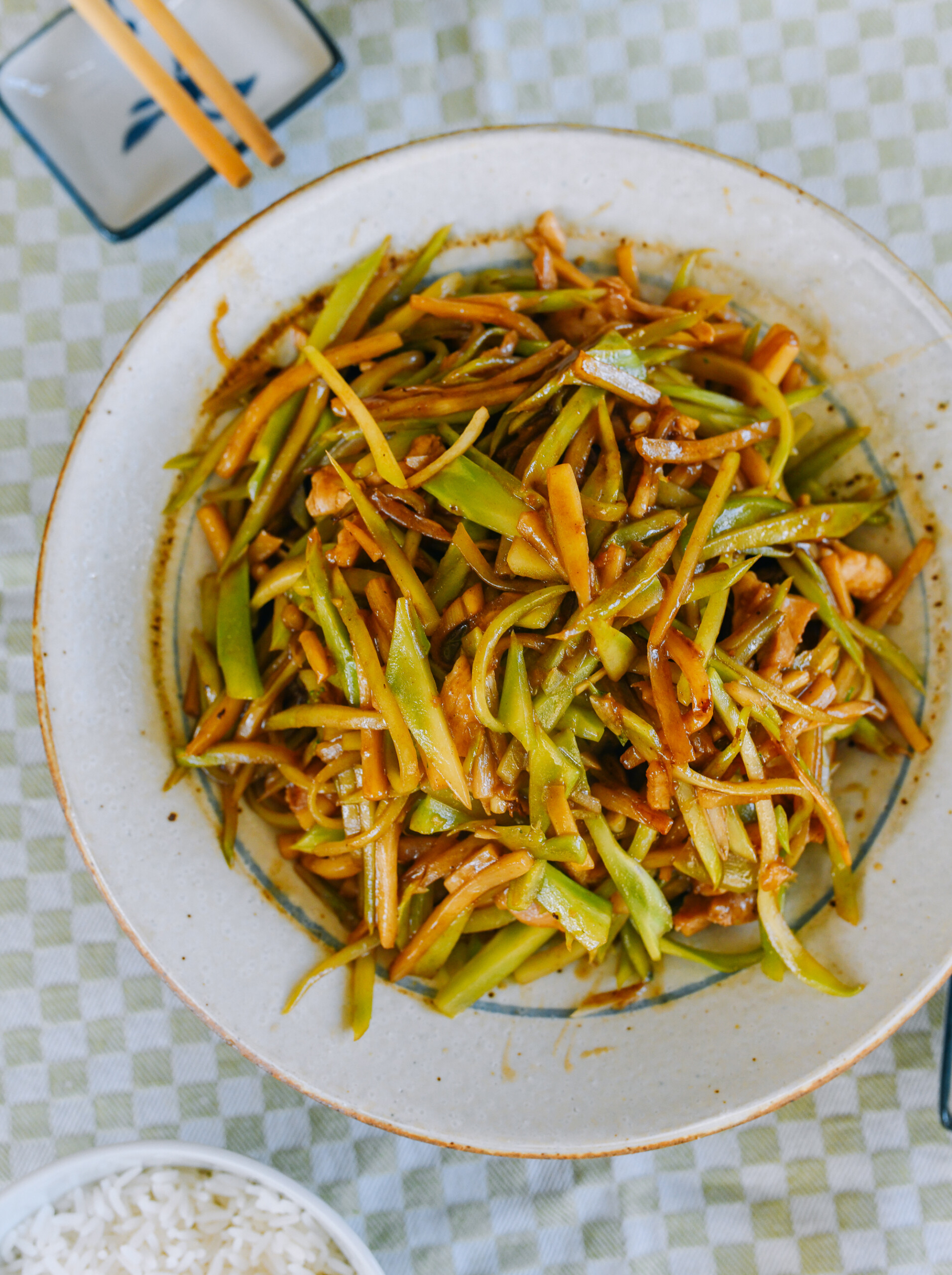 plate of broccoli stem stir-fry