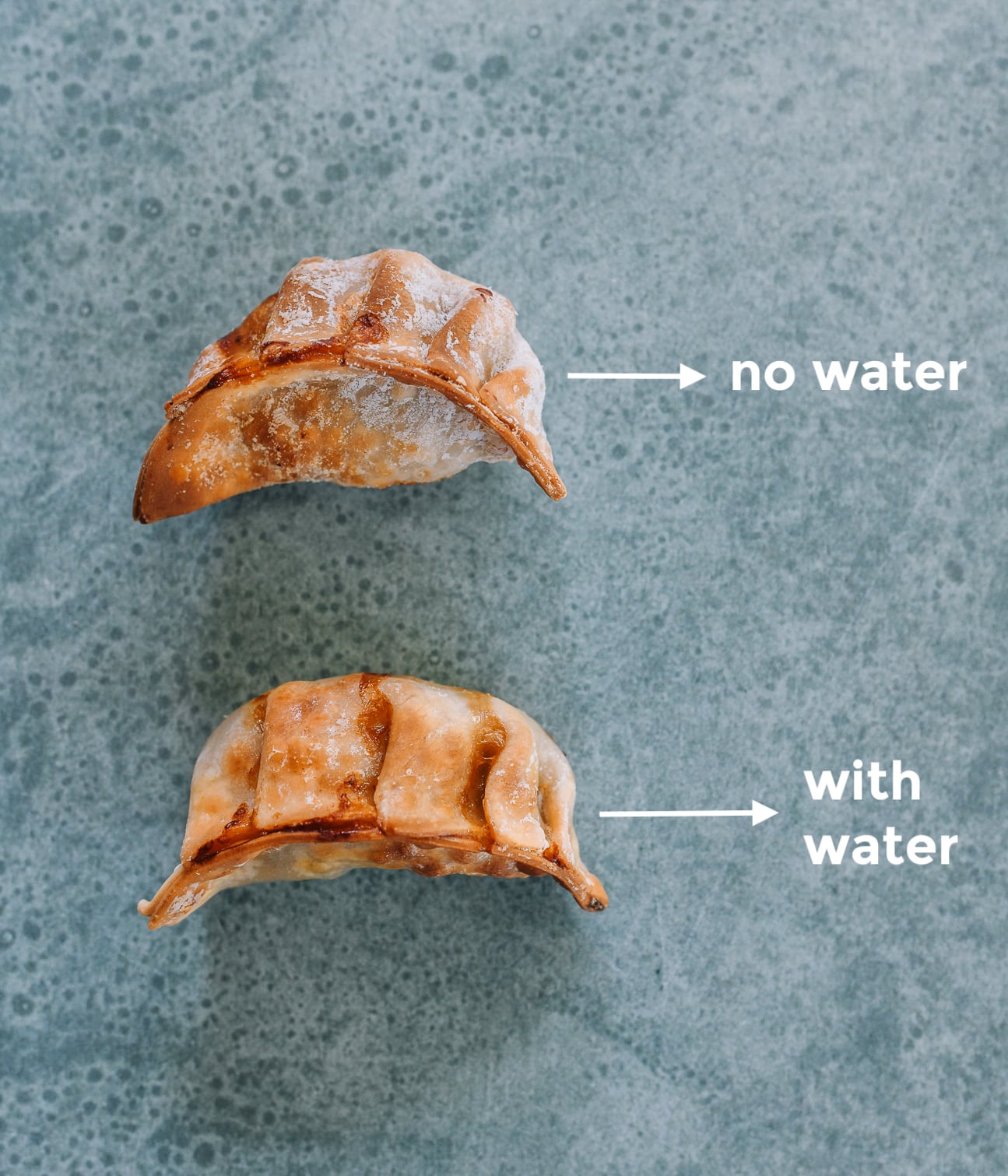 air fryer dumplings with and without water added