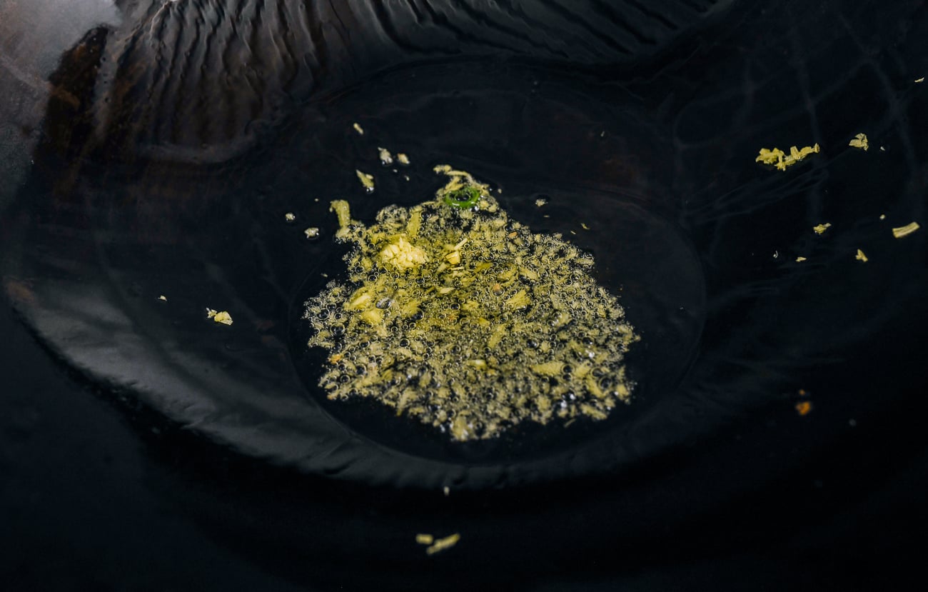 ginger cooking in oil