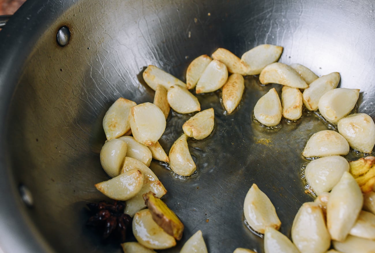 lightly browned garlic cloves
