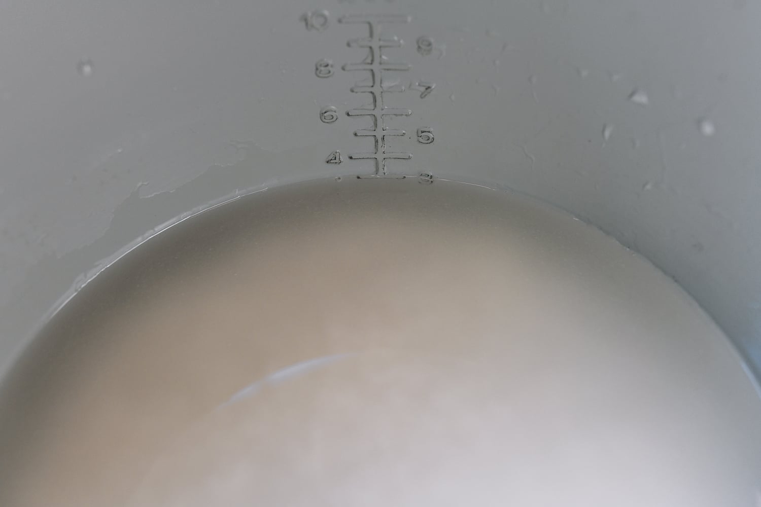 rice in rice cooker pot with water 