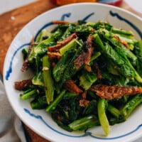 Fried Dace with Stir-fried Greens recipe