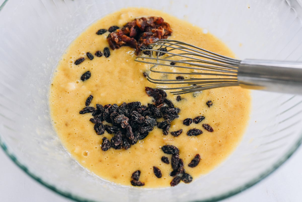 dried fruit added to batter