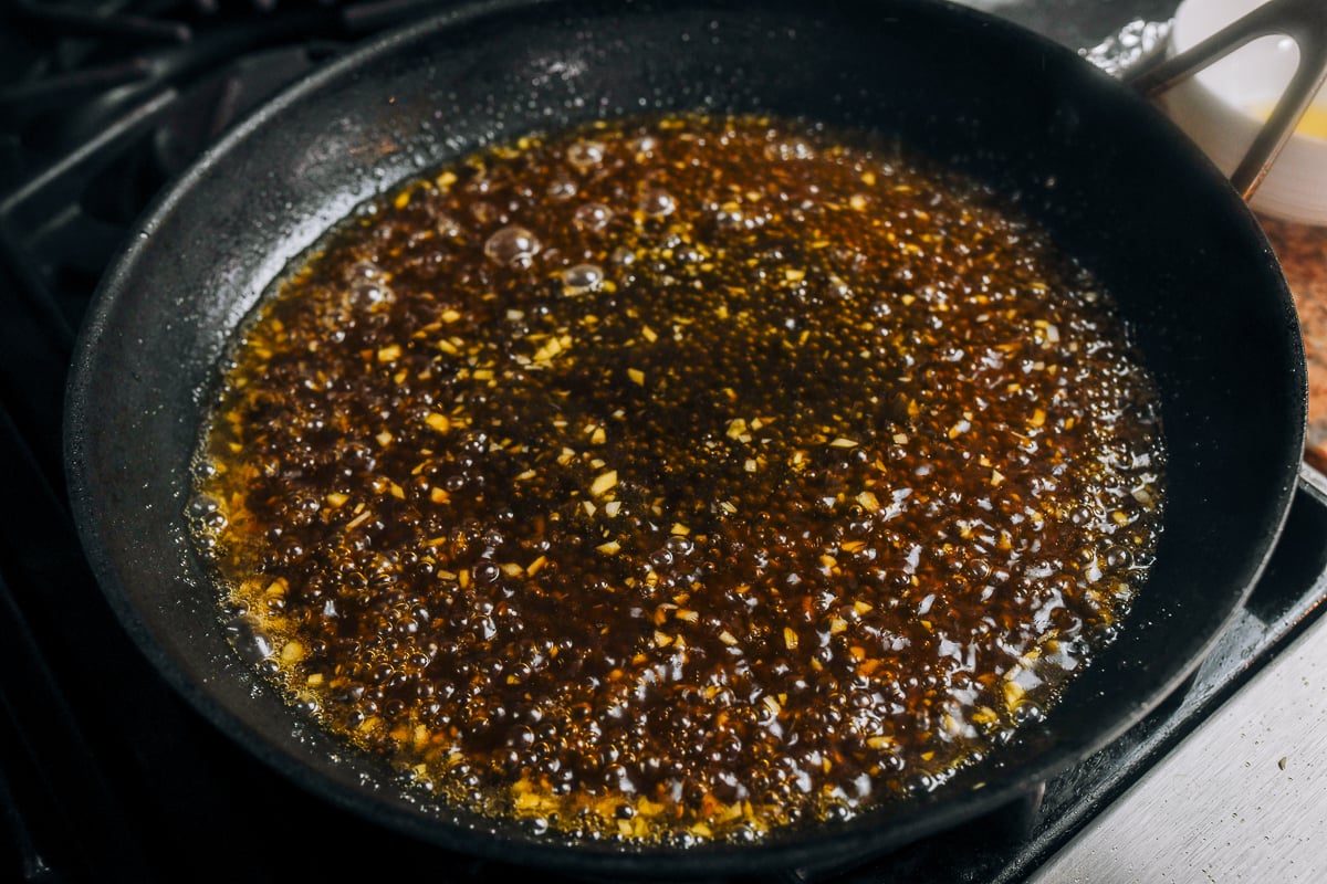 sauce mixture in pan
