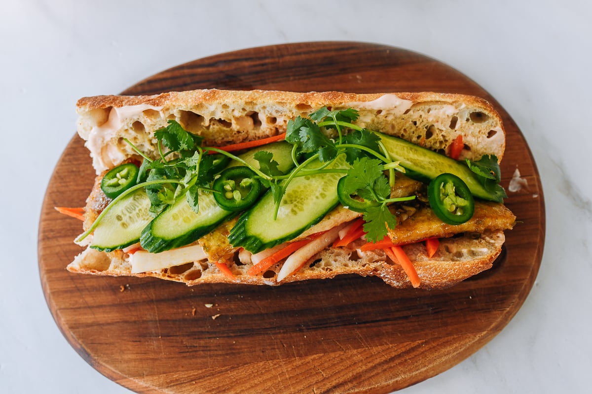 assembled tofu banh mi