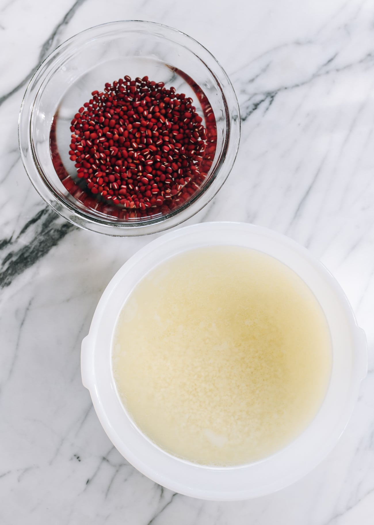 soaking beans and sticky rice